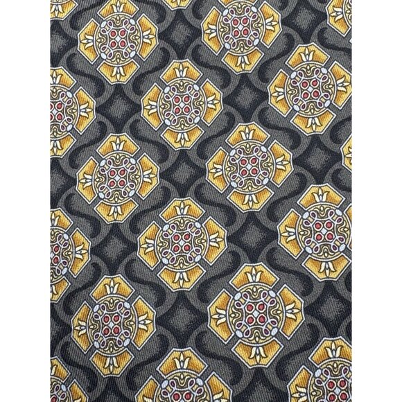 ROBERT TALBOTT Tie Men's 100% Silk Studio Gold Brown Designer Geometric USA GUC - Picture 2 of 7